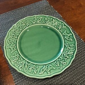 4 Bordallo Pinheiro Rooster/Chicken Plates; Green